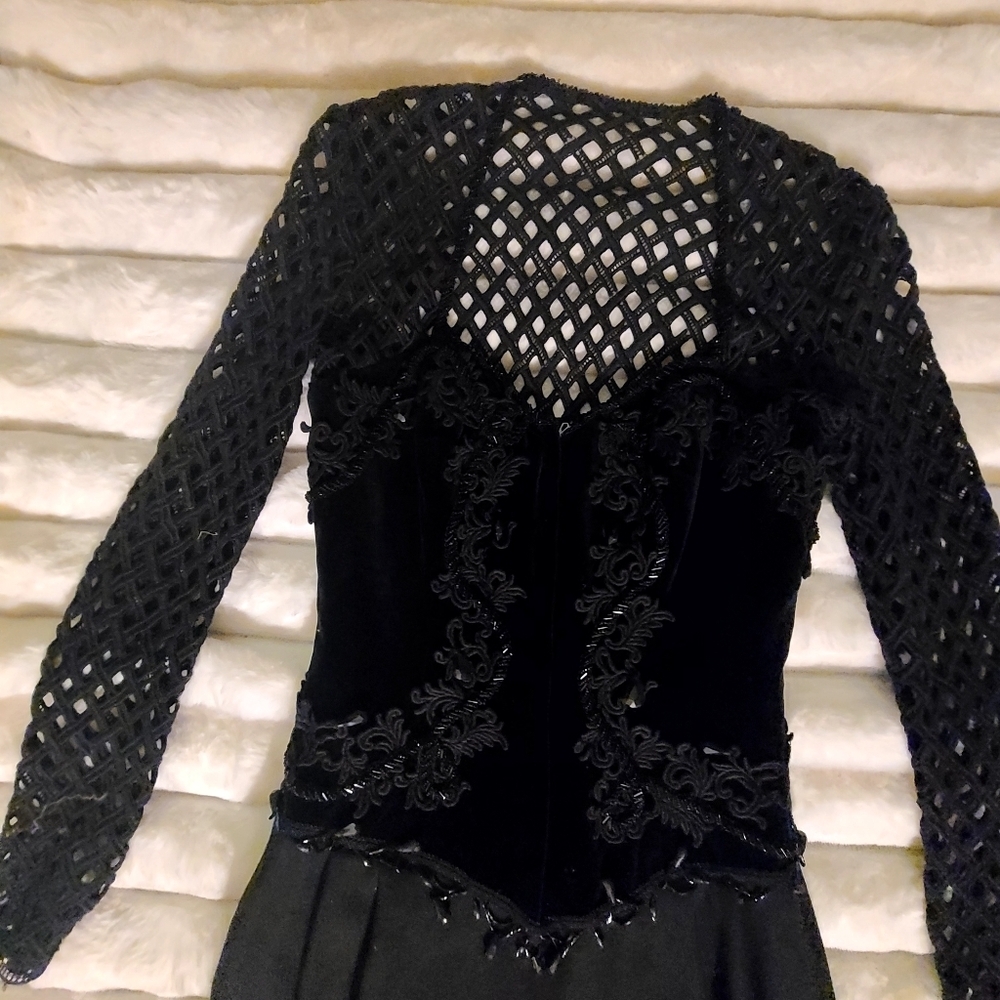 Black Long Sleeve Graphic Cut Out Mini Dress - Picture 2 of 11